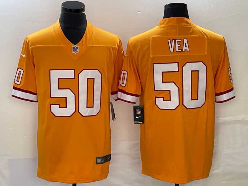 Men%27s Tampa Bay Buccaneers #50 Vita Vea Yellow Limited Stitched Throwback Jersey